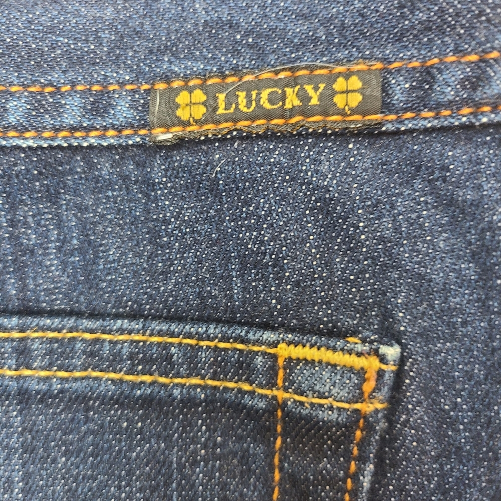 Lucky Brand Jeans Dungarees Easy Rider Long Dark Wash Button Fly Size 27 - Picture 11 of 14